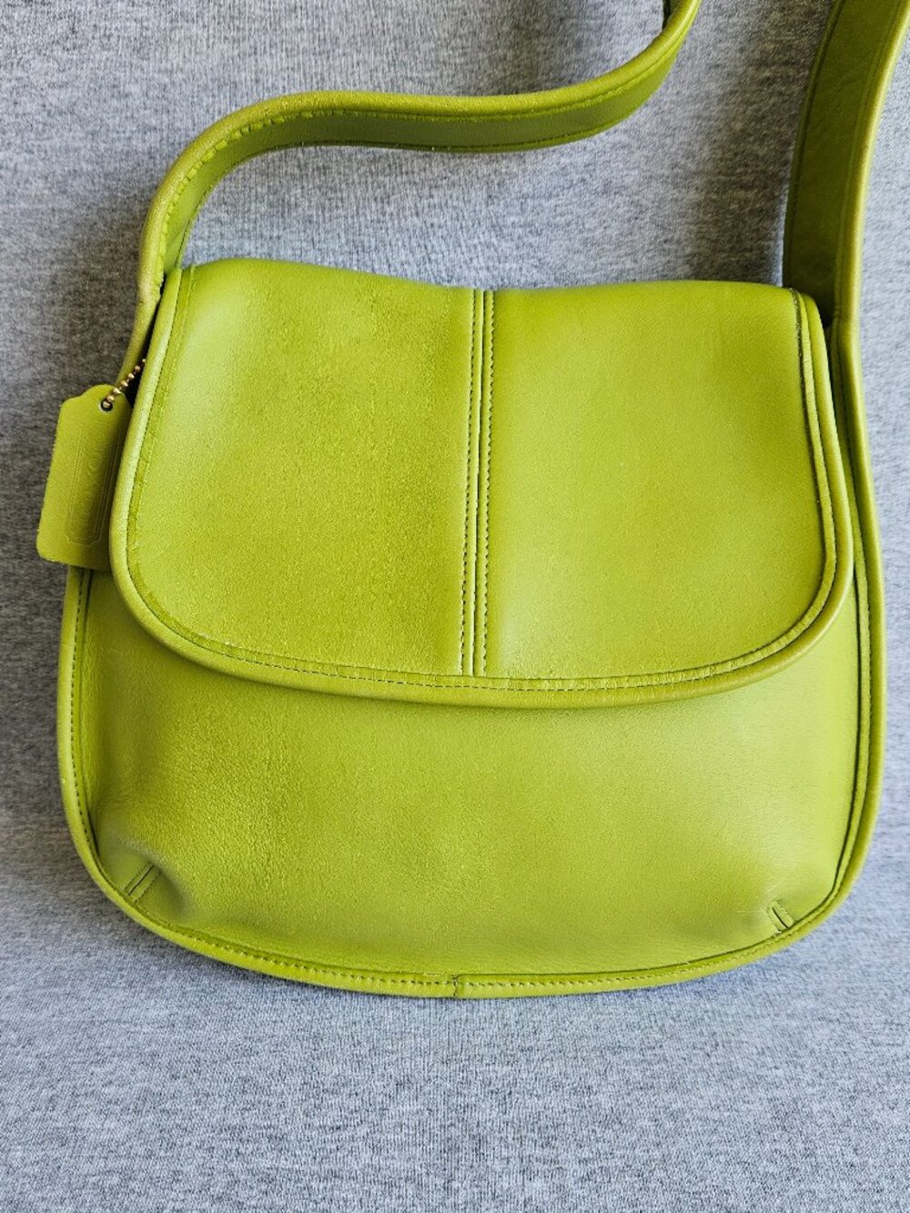 Rare Vintage Old Coach 9034 Flap Ergo Leather Shoulder Bag Green  Made In USA